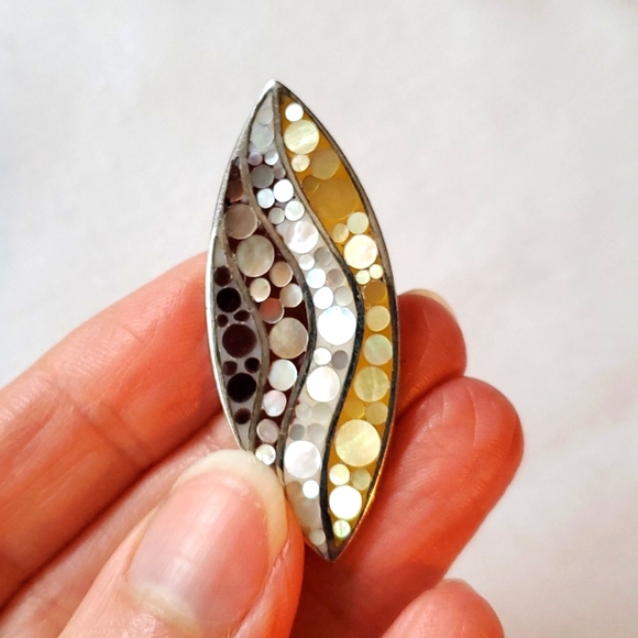 Sterling silver pendant and earrings set inlaid with mother of pearls - Picture 5 of 16